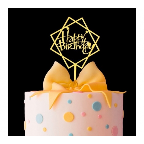 Topper dekoracja na tort napis HAPPY BIRTHDAY złoty